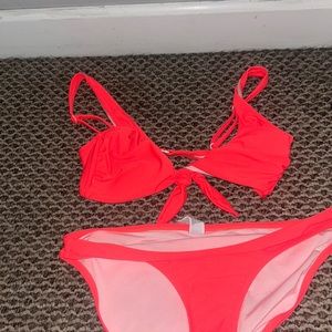 old navy bathing suit. coral color. size M